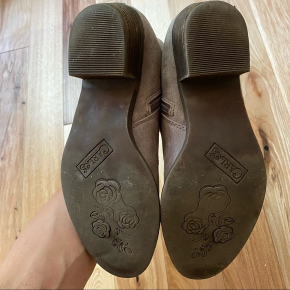 Carlos Brie Tan Suede Booties with Side Zip - Picture 5 of 8